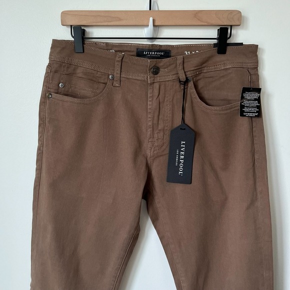 NWT Liverpool The Relaxed Straight Brown Pant Jean Mens 31x34 Casual Fall Preppy - Picture 2 of 11